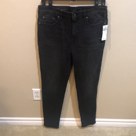 NWT Lauren Ralph Lauren Black Wash Stretch High Rise Ankle Jeans-Size 29/8 - Picture 1 of 11